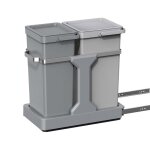 Poubelle de cuisine double tri extractible - zokko - 35l - 20l + 15l - rails coulissants - fermeture ...