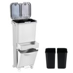 Poubelle de cuisine - hengda - 42l - s�paration humide et s�che - design avec roues - p�dale douverture ...