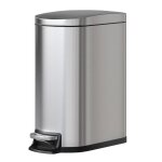 Poubelle de cuisine � p�dale 50l - m�tal anti?rouille design slim couvercle soft?close seau int�rieur ...