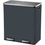 Poubelle de cuisine  pdale tri slectif - major - kitchen move - 60l (2x30l) - acier inox - gris mat ...