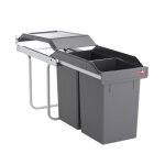 Poubelle de cuisine tri slectif 2 bacs encastrable sous vier 30l (15 + 15) hailo tandem