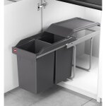 Poubelle de cuisine tri slectif 2 bacs encastrable sous vier 30l (15 + 15) hailo tandem
