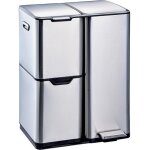 Poubelle de cuisine tri sélectif haja argent acier inoxydable 60l Poubelle de cuisine tri sélectif haja argent acier inoxydable 60l