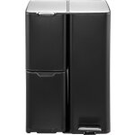 Poubelle de cuisine tri sélectif haja noir acier inoxydable 60l Poubelle de cuisine tri sélectif haja noir acier inoxydable 60l