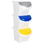 Poubelles empilables vidaxl - blanc pp - 78 l - lot de 3