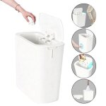 Poubelle intelligente avec capteur bouton et p�dale douverture - 13 l - convient aux salles de bain et ...