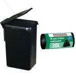 Poubelle int�rieur de meuble cuisine 23l et 20 sacs 30l fabriqu� en france noir