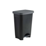 Poubelle � p�dale 50 l - plastique noir avec couvercle gris