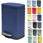 Poubelle p�dale akira 5l inox rectangulaire anti - traces fermeture silencieuse bleu fonc�