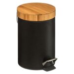 Atmosphera - poubelle � p�dale en bambou natureo - 3 l - noir