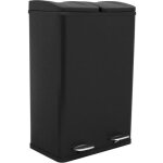 Poubelle  pdale recyclage 2 en 1 noire 60l mtallique poubelle de cuisine  double compartiment 2 x ...