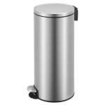Poubelle � p�dale rond seau int�rieur amovible fermeture en douceur 30 l argent