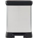 Poubelle rectangle - deco bin - curver - 50l - design lgant - 39 x 29 x 51 cm - gris mtallis