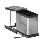 Poubelle de recyclage - emuca - recycle inox - 2 x 12 l - fixation au sol et extraction manuelle