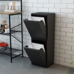 Poubelle de recyclage murale sollentuna  2 bacs amovibles noir