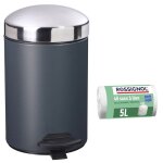 Poubelle de salle de bain � p�dale 3l et 40 sacs poubelle 5l gris anthracite