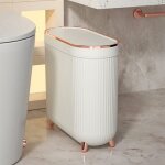 Poubelle de salle de bain - virex� - 12 litres - rectangulaire - plastique - couvercle � pression