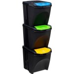 5five - lot de 3 poubelles de tri slctif - empilables - contenance de 25l x3