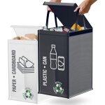 Poubelle tri selectif 2 bacs 50l - sac tri selectif pour le plastique et le papier - flexible poubelle ...