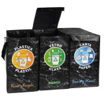 Poubelle de tri s�lectif 3 compartiments - zokko - marbre noir - 34x24x44 cm - 70 kg capacit� - 3 compartiment ...