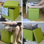 Poufs 38cm avec coffre de rangement 42l repose - pieds en forme de cube avec couvercle amovible rembourr� ...