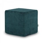 Pouf assise fauteuil cube velours c�tel� 40x40cm vert fonc�