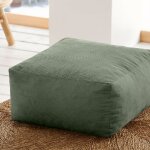Pouf carr� velours vert sauge d�sert - 50x50 cm