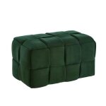 Pouf carr� en velours c�tel� ? vert multifonction (pieds / assise) 70x40 cm charge 300 kg d�coration ...