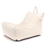Pouf chaise longue imperm�able ext�rieur avec pochette et poign�e 80x60x60cm cr�me ? ecopuf