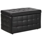 Pouf chesterfield en cuir pu noir michigan