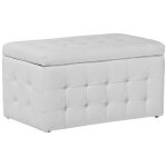 Beliani - pouf chesterfield en simili - cuir blanc michigan