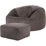 Pouf classique en velours ctel - icon - gris anthracite