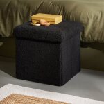 Pouf coffre carr - factory - moka - noir - 38x38 cm - polyester