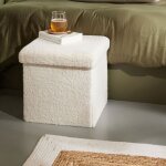 Pouf coffre carr� moka - factory - blanc 38x38 cm