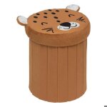 Pouf - coffre enfant l�opard pliant anoki orange d30x36cm - atmosphera cr�ateur dint�rieur