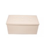 Pouf coffre de rangement beige blanc - mobili rebecca - banc de rangement 2 places - simili - 38x76x38 ...