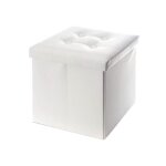 Pouf coffre de rangement blanc en simili cuir 30x30x30 - mobili rebecca