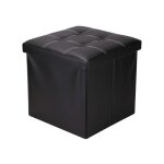 Mobili rebecca pouf coffre de rangement carre synthtique noir 30x30x30