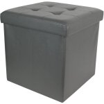 Pouf coffre de rangement simili cuir capitonné gris - home deco factory - h38 x 38 x 38 cm Pouf coffre de rangement simili cuir capitonné gris - home deco factory - h38 x 38 x 38 cm