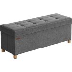 Pouf, coffre de rangement, tabouret avec repose - pieds, pliable, banc avec rangement, 38 x 110 x 40 ...