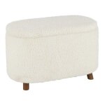 Pouf & coffre de rangement teddy 80cm blanc Pouf & coffre de rangement teddy 80cm blanc