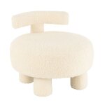 Pouf design avec dossier bouclette 52cm blanc