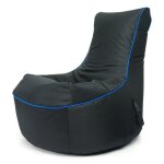 Pouf fauteuil gaming pablo en simili cuir matelass� dossier haut avec poches 77x77x84cm noir r�gle bleue ...