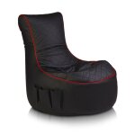 Pouf fauteuil gaming pablo en simili cuir matelass� dossier haut avec poches 77x77x84cm noir r�gle rouge ...
