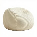 Pouf fauteuil relax 85cm beige - velours c�tel� & mousse haute densit� - canap� paresseux scandinave ...