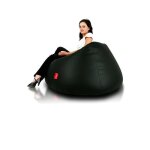 Pouf fauteuil relax rembourr� simili cuir double fermeture ergonomique d�houssable noir e14 xxl