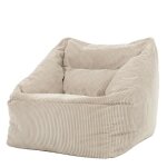 Pouf fauteuil en velours ctel morgan - icon - xxl - pierre beige