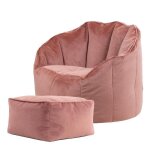 Pouf fauteuil en velours sirena et repose - pieds - icon - aube rose - 1 place - 77x74 cm - intrieur ...