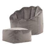 Pouf fauteuil en velours sirena et repose - pieds - icon - gris anthracite - 1 personne - 77x74cm - intérieur ... Pouf fauteuil en velours sirena et repose - pieds - icon - gris anthracite - 1 personne - 77x74cm - intérieur ...
