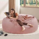 Pouf g�ant bean bag fauteuil 6ft (180cmx150x60) velours confort housse amovible salon chambre gaming ...